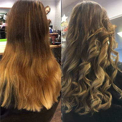 Hair cut before and after, Creations Salon