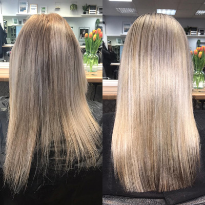 Ladies hair cut before and after, Creations Salon