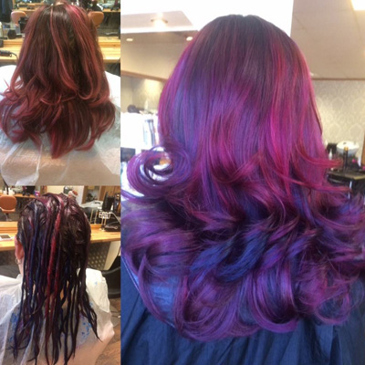 Hair colour before and after, Creations Salon
