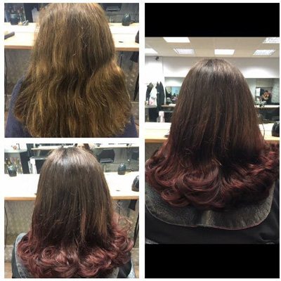 Hair cut before and after, Creations Salon